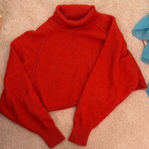 Urban Outfitters Red Cropped Turtleneck Sweater